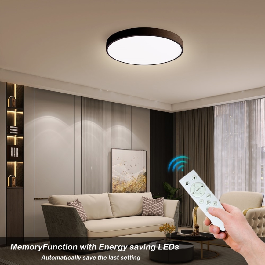 Immax NEO 07248L - Plafonnier à intensité variable NEO LITE SEMPLICI LED/36W/230V 3000-6000K Wi-Fi Tuya noir + télécommande
