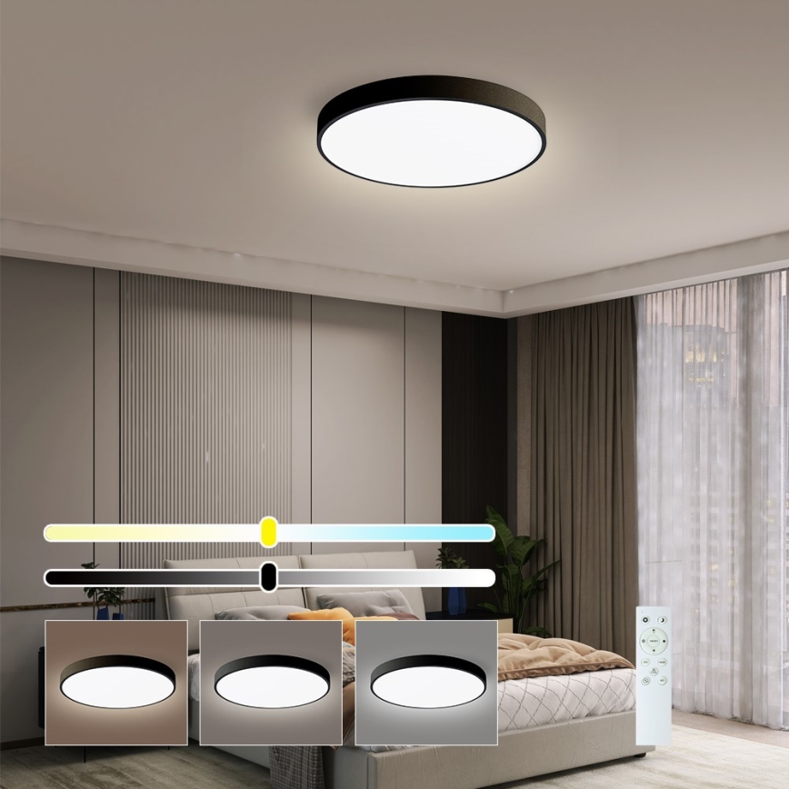 Immax NEO 07248L - Plafoniera LED dimmerabile NEO LITE SEMPLICI LED/36W/230V 3000-6000K Wi-Fi Tuya nero + telecomando