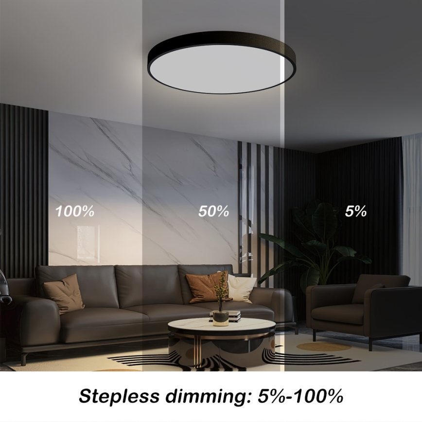 Immax NEO 07249L - Dimmbare LED-Deckenleuchte NEO LITE SEMPLICI LED/48W/230V 3000-6000K Wi-Fi Tuya schwarz + Fernbedienung
