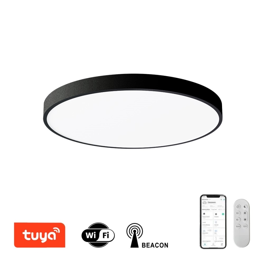 Immax NEO 07249L - Dimmbare LED-Deckenleuchte NEO LITE SEMPLICI LED/48W/230V 3000-6000K Wi-Fi Tuya schwarz + Fernbedienung