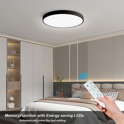 Immax NEO 07249L - Plafoniera LED dimmerabile NEO LITE SEMPLICI LED/48W/230V 3000-6000K Wi-Fi Tuya nero + telecomando