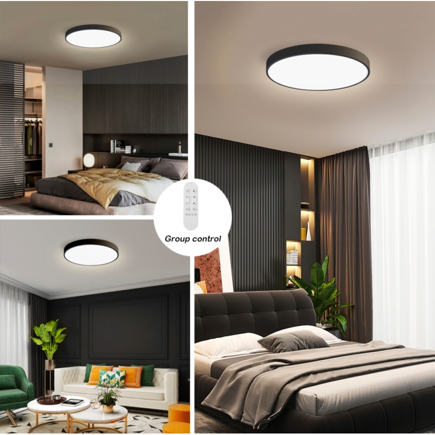 Immax NEO 07249L - Plafoniera LED dimmerabile NEO LITE SEMPLICI LED/48W/230V 3000-6000K Wi-Fi Tuya nero + telecomando