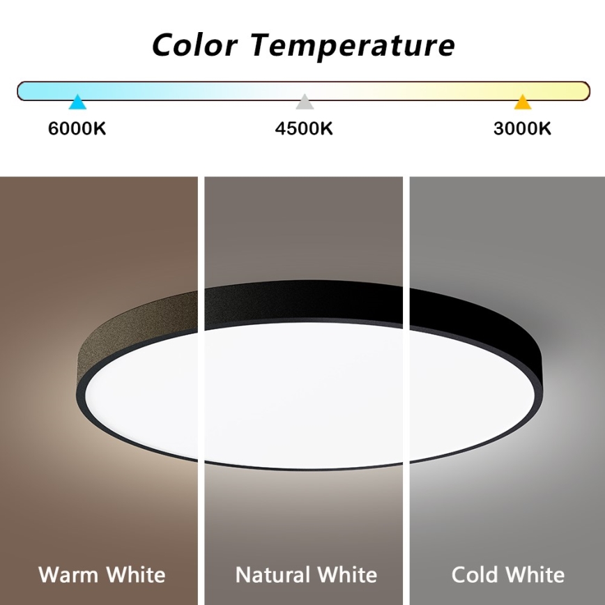 Immax NEO 07249L - Plafoniera LED dimmerabile NEO LITE SEMPLICI LED/48W/230V 3000-6000K Wi-Fi Tuya nero + telecomando
