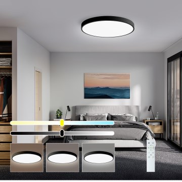 Immax NEO 07249L - Plafoniera LED dimmerabile NEO LITE SEMPLICI LED/48W/230V 3000-6000K Wi-Fi Tuya nero + telecomando