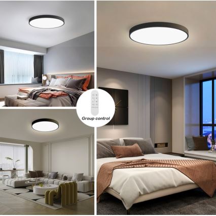 Immax NEO 07250L - Plafonnier à intensité variable NEO LITE SEMPLICI LED/60W/230V 3000-6000K Wi-Fi Tuya noir + Télécommande