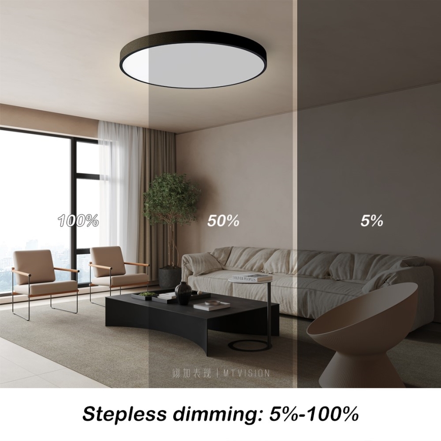 Immax NEO 07250L - Plafonnier à intensité variable NEO LITE SEMPLICI LED/60W/230V 3000-6000K Wi-Fi Tuya noir + Télécommande