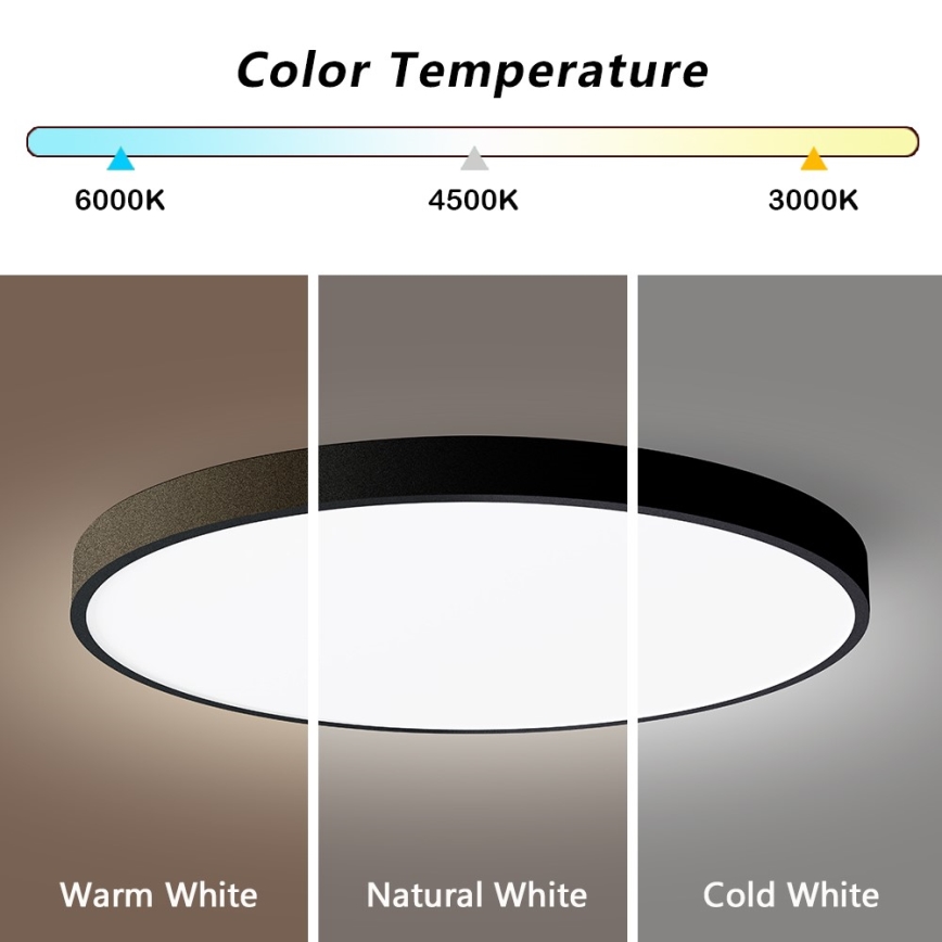 Immax NEO 07250L - Plafonnier à intensité variable NEO LITE SEMPLICI LED/60W/230V 3000-6000K Wi-Fi Tuya noir + Télécommande