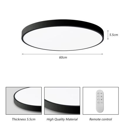 Immax NEO 07250L - Plafonnier à intensité variable NEO LITE SEMPLICI LED/60W/230V 3000-6000K Wi-Fi Tuya noir + Télécommande