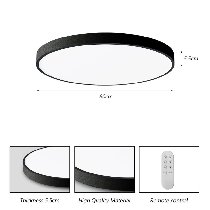 Immax NEO 07250L - Plafonnier à intensité variable NEO LITE SEMPLICI LED/60W/230V 3000-6000K Wi-Fi Tuya noir + Télécommande