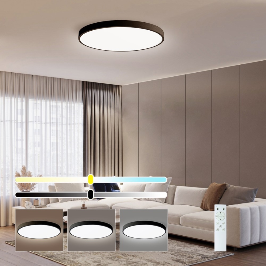 Immax NEO 07250L - Plafonnier à intensité variable NEO LITE SEMPLICI LED/60W/230V 3000-6000K Wi-Fi Tuya noir + Télécommande