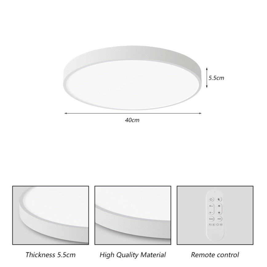 Immax NEO 07251L - Plafoniera LED dimmerabile NEO LITE SEMPLICI LED/36W/230V 3000-6000K Wi-Fi Tuya bianco + telecomando