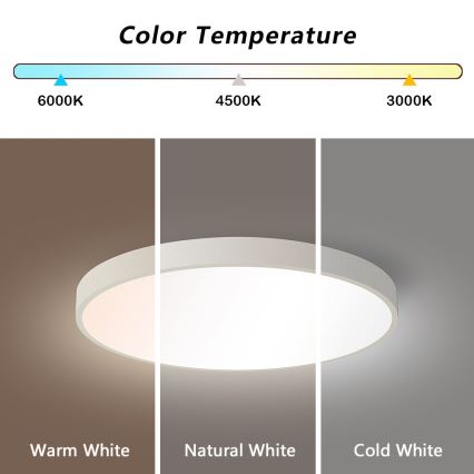 Immax NEO 07252L - Plafoniera LED dimmerabile NEO LITE SEMPLICI LED/48W/230V 3000-6000K Wi-Fi Tuya bianco + telecomando