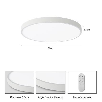 Immax NEO 07252L - Plafoniera LED dimmerabile NEO LITE SEMPLICI LED/48W/230V 3000-6000K Wi-Fi Tuya bianco + telecomando