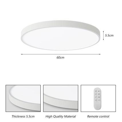 Immax NEO 07253L - Plafoniera LED dimmerabile NEO LITE SEMPLICI LED/60W/230V 3000-6000K Wi-Fi Tuya bianco + telecomando