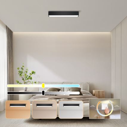 Immax NEO 07254L - Plafoniera LED dimmerabile NEO LITE LUNGO LED/20W/230V 3000-6000K Wi-Fi Tuya nero + telecomando