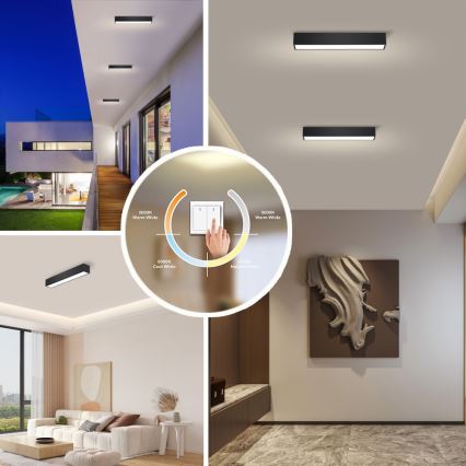 Immax NEO 07254L - Plafoniera LED dimmerabile NEO LITE LUNGO LED/20W/230V 3000-6000K Wi-Fi Tuya nero + telecomando