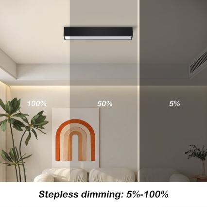 Immax NEO 07254L - Plafoniera LED dimmerabile NEO LITE LUNGO LED/20W/230V 3000-6000K Wi-Fi Tuya nero + telecomando