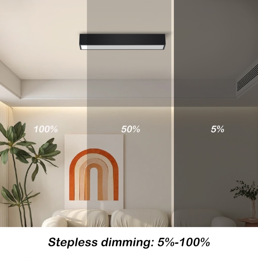 Immax NEO 07254L - Plafoniera LED dimmerabile NEO LITE LUNGO LED/20W/230V 3000-6000K Wi-Fi Tuya nero + telecomando