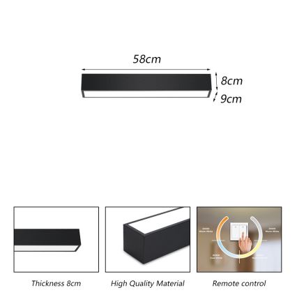 Immax NEO 07254L - Plafoniera LED dimmerabile NEO LITE LUNGO LED/20W/230V 3000-6000K Wi-Fi Tuya nero + telecomando