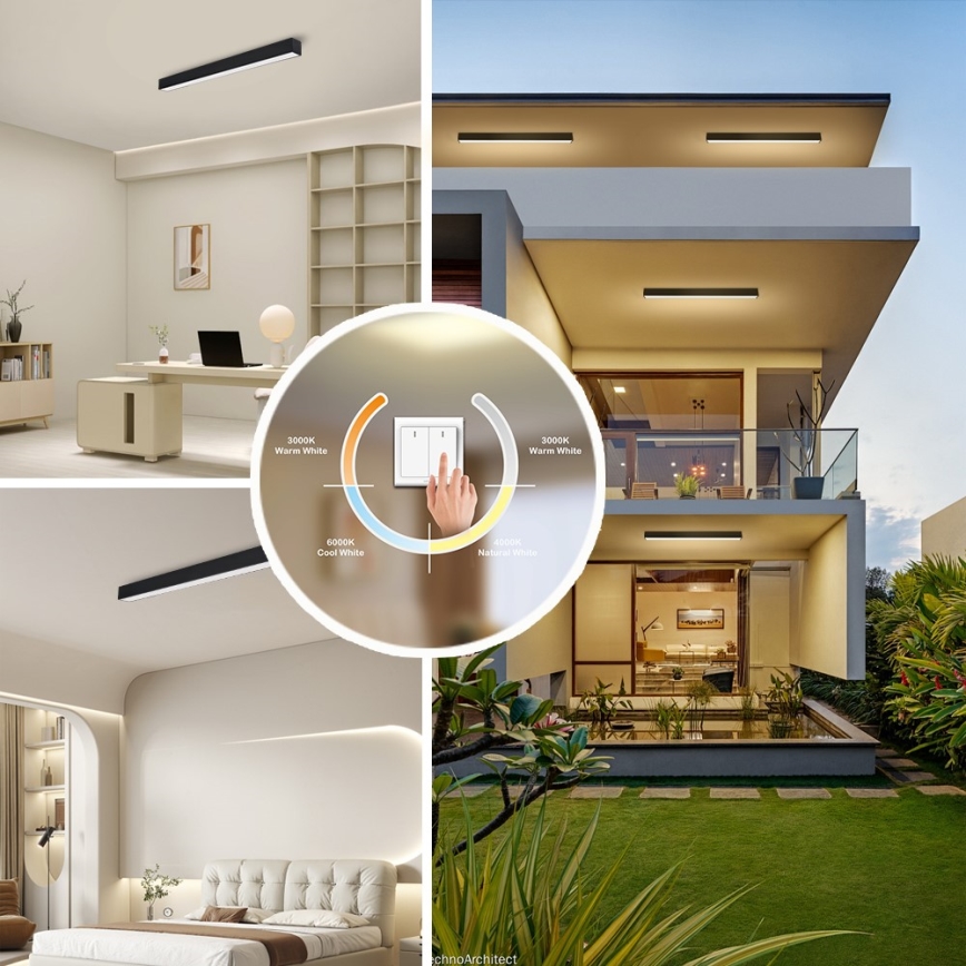 Immax NEO 07255L - Dimmbare LED-Deckenleuchte NEO LITE LUNGO LED/20W/230V 3000-6000K Wi-Fi Tuya schwarz + Fernbedienung