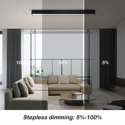 Immax NEO 07255L - Dimmbare LED-Deckenleuchte NEO LITE LUNGO LED/20W/230V 3000-6000K Wi-Fi Tuya schwarz + Fernbedienung