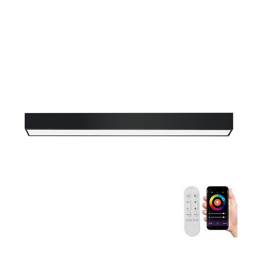 Immax NEO 07255L - Plafoniera LED dimmerabile NEO LITE LUNGO LED/20W/230V 3000-6000K Wi-Fi Tuya nero + telecomando