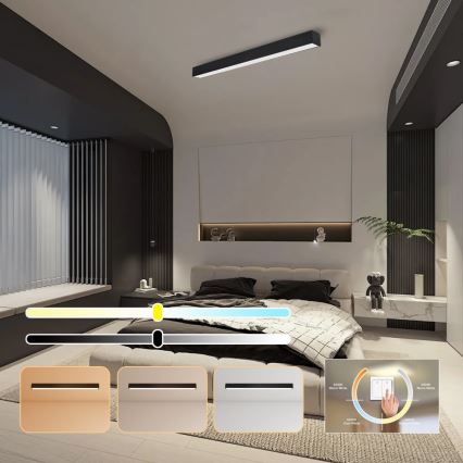 Immax NEO 07256L - Plafoniera LED dimmerabile NEO LITE LUNGO LED/38W/230V 3000-6000K Wi-Fi Tuya nero + telecomando