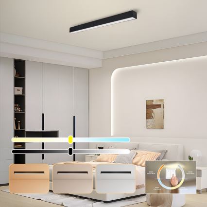 Immax NEO 07256L - Plafoniera LED dimmerabile NEO LITE LUNGO LED/38W/230V 3000-6000K Wi-Fi Tuya nero + telecomando