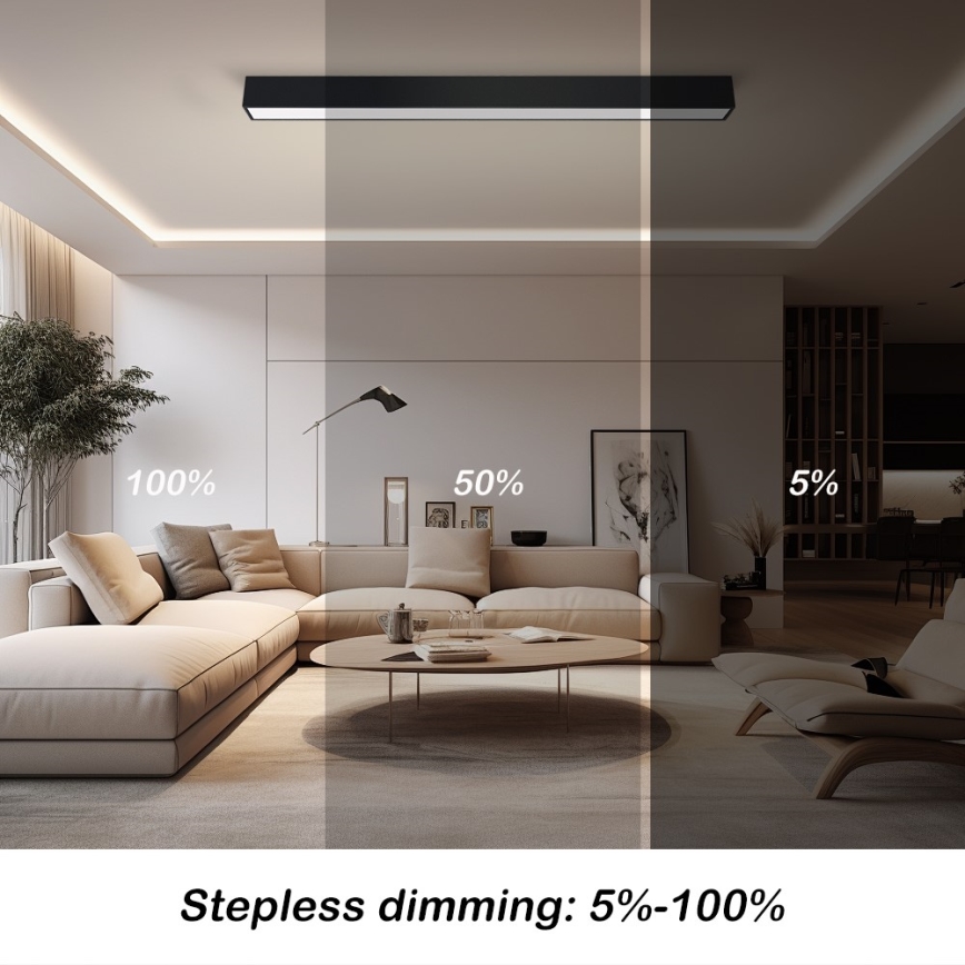Immax NEO 07256L - Plafoniera LED dimmerabile NEO LITE LUNGO LED/38W/230V 3000-6000K Wi-Fi Tuya nero + telecomando