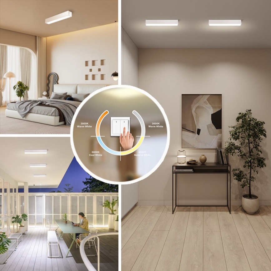 Immax NEO 07257L - Plafonnier à intensité variable NEO LITE LUNGO LED/20W/230V 3000-6000K Wi-Fi Tuya blanc + Télécommande