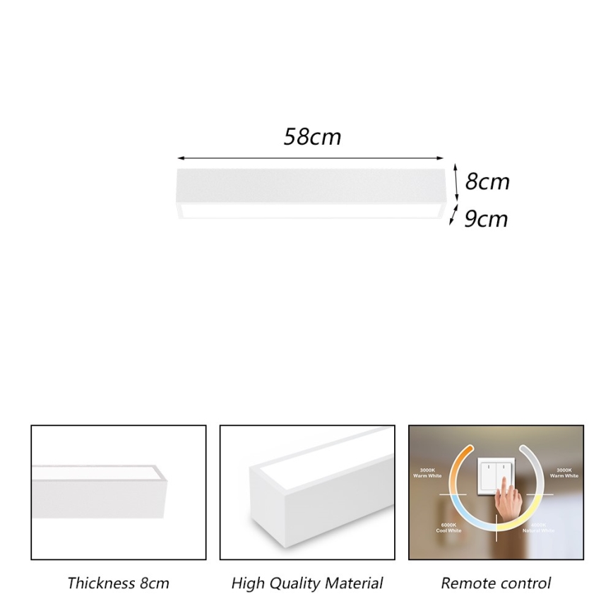 Immax NEO 07257L - Plafonnier à intensité variable NEO LITE LUNGO LED/20W/230V 3000-6000K Wi-Fi Tuya blanc + Télécommande