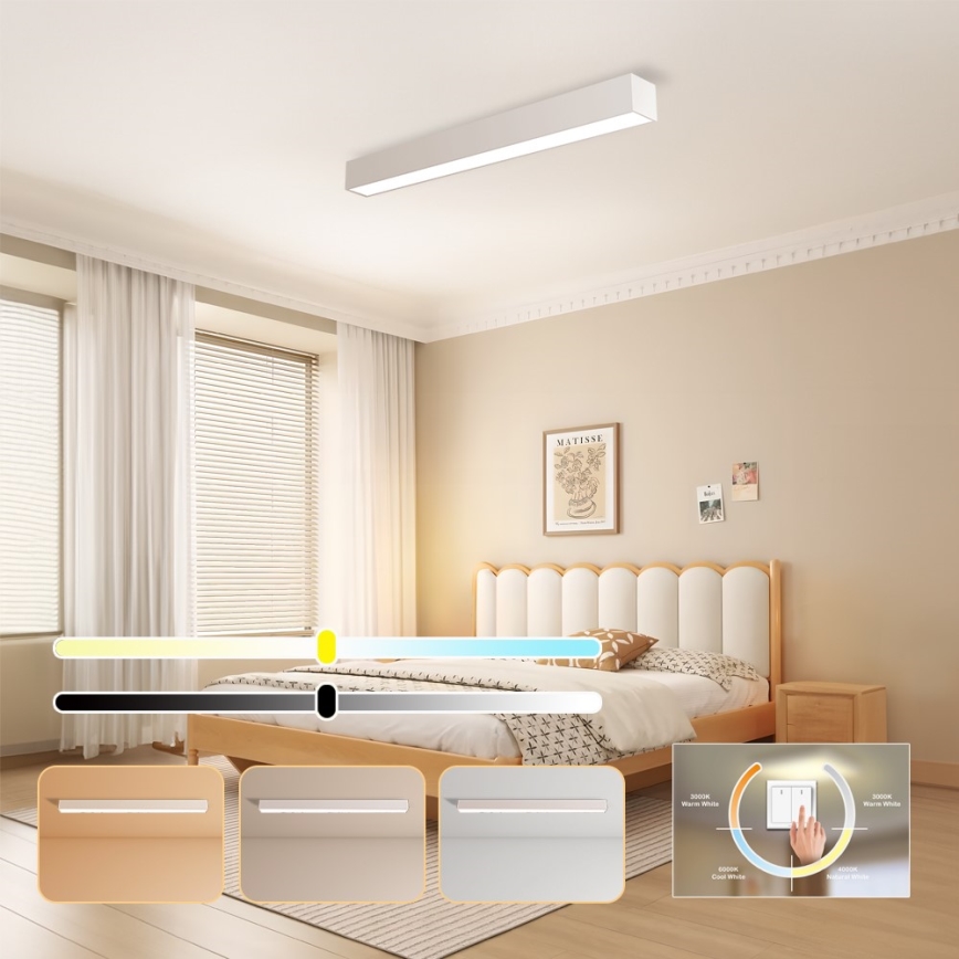 Immax NEO 07258L - Plafonnier à intensité variable NEO LITE LUNGO LED/29W/230V 3000-6000K Wi-Fi Tuya blanc + télécommande