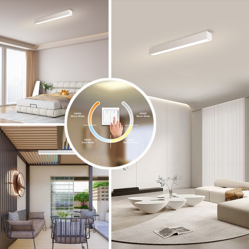 Immax NEO 07258L - Plafonnier à intensité variable NEO LITE LUNGO LED/29W/230V 3000-6000K Wi-Fi Tuya blanc + télécommande