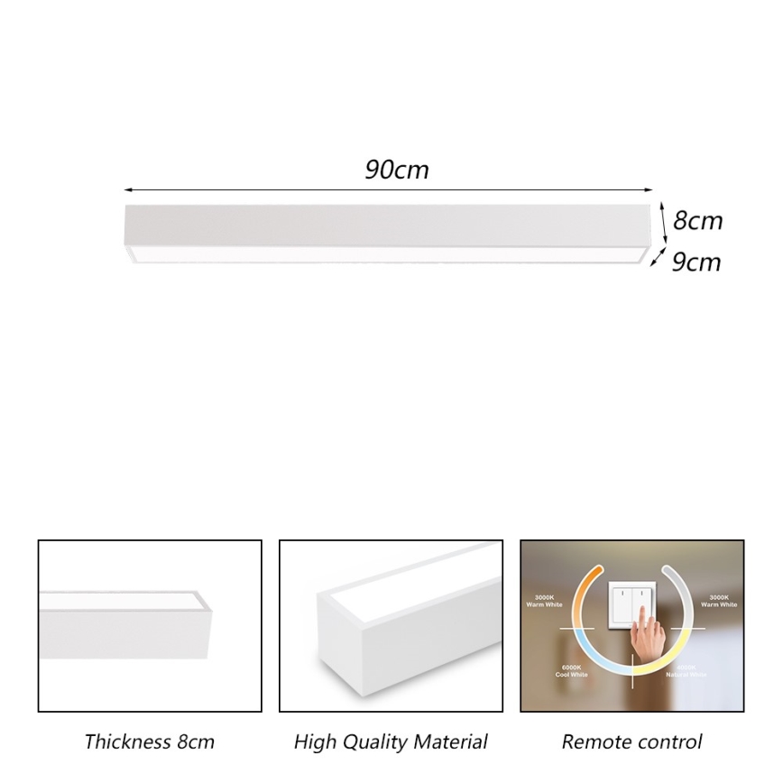 Immax NEO 07258L - Plafonnier à intensité variable NEO LITE LUNGO LED/29W/230V 3000-6000K Wi-Fi Tuya blanc + télécommande