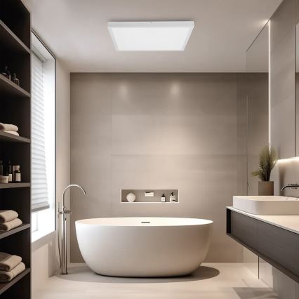 Immax NEO 07277L - Dimmbare LED-Deckenleuchte für Badezimmer NEO LITE FRAME LED/50W/230V IP44 Wi-Fi Tuya +remote Steuerung weiß