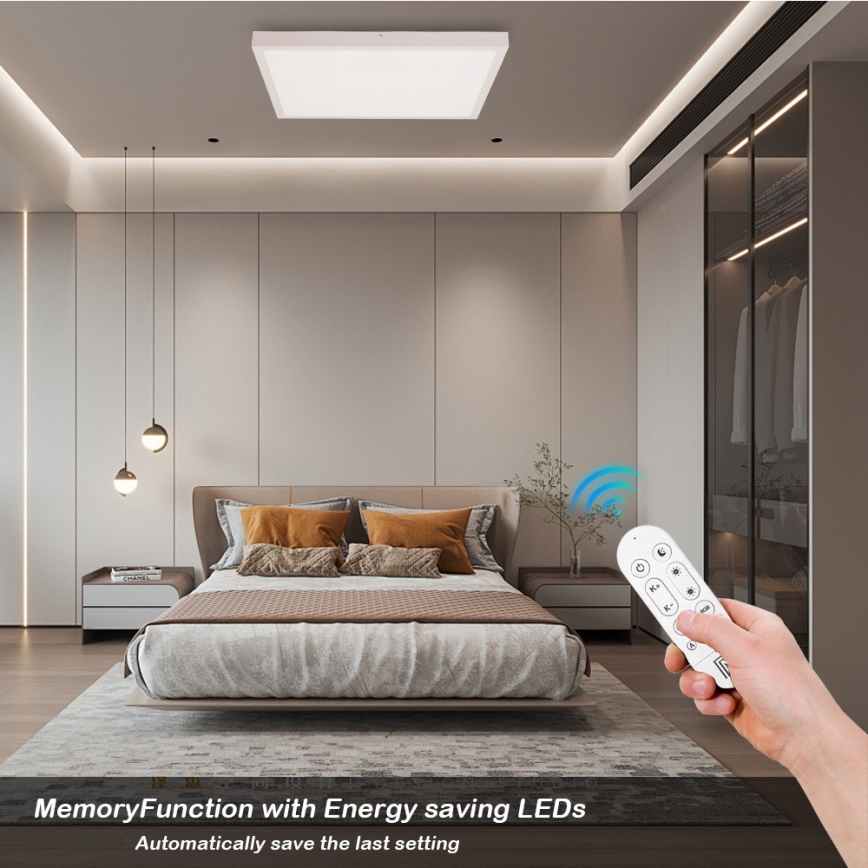 Immax NEO 07277L - Dimmbare LED-Deckenleuchte für Badezimmer NEO LITE FRAME LED/50W/230V IP44 Wi-Fi Tuya +remote Steuerung weiß