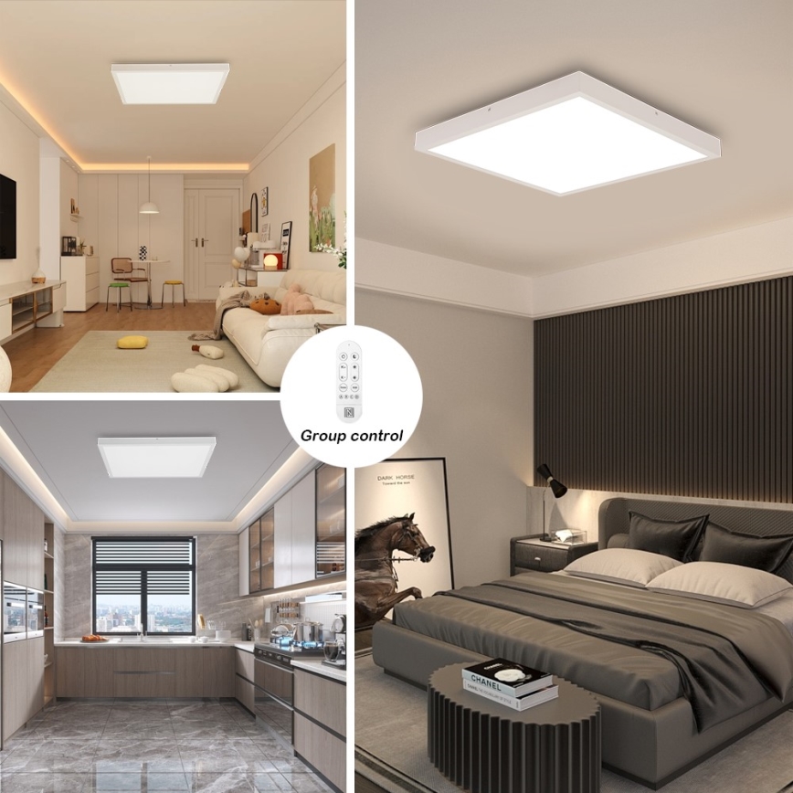 Immax NEO 07277L - Dimmbare LED-Deckenleuchte für Badezimmer NEO LITE FRAME LED/50W/230V IP44 Wi-Fi Tuya +remote Steuerung weiß