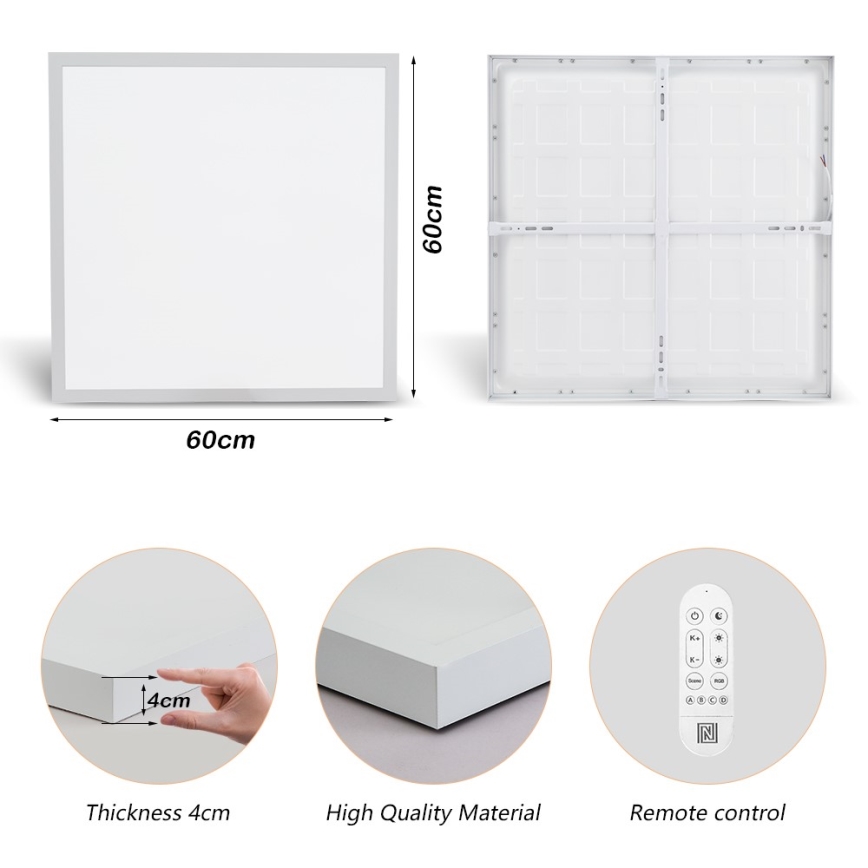Immax NEO 07277L - Plafoniera LED dimmerabile da bagno NEO LITE FRAME LED/50W/230V IP44 Wi-Fi Tuya +remote telecomando bianco