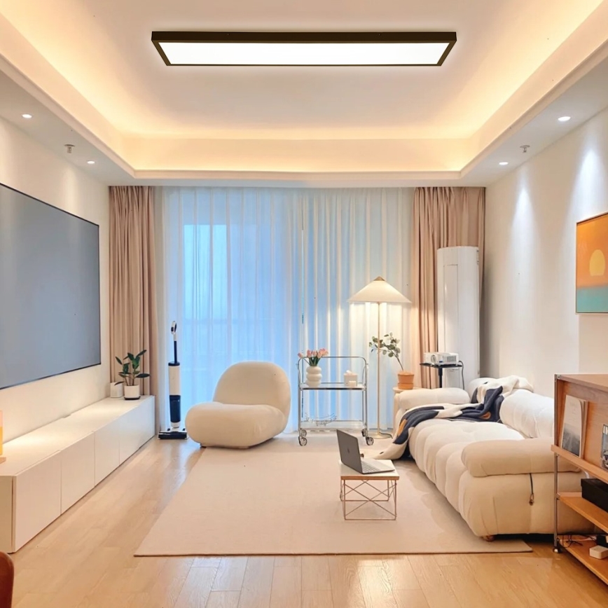 Immax NEO 07278L - Plafoniera LED dimmerabile da bagno NEO LITE FRAME LED/50W/230V IP44 Wi-Fi Tuya + telecomando nero