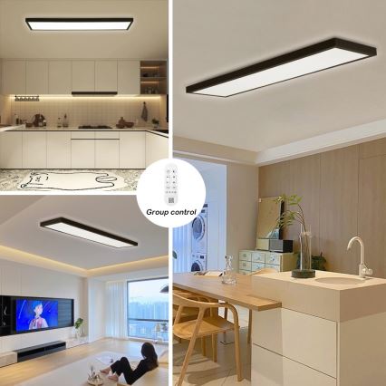 Immax NEO 07278L - Plafoniera LED dimmerabile da bagno NEO LITE FRAME LED/50W/230V IP44 Wi-Fi Tuya + telecomando nero