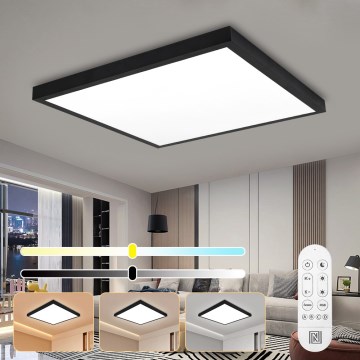 Immax NEO 07279L - Dimmbare LED-Deckenleuchte für Badezimmer NEO LITE FRAME LED/50W/230V IP44 Wi-Fi Tuya + Fernbedienung schwarz