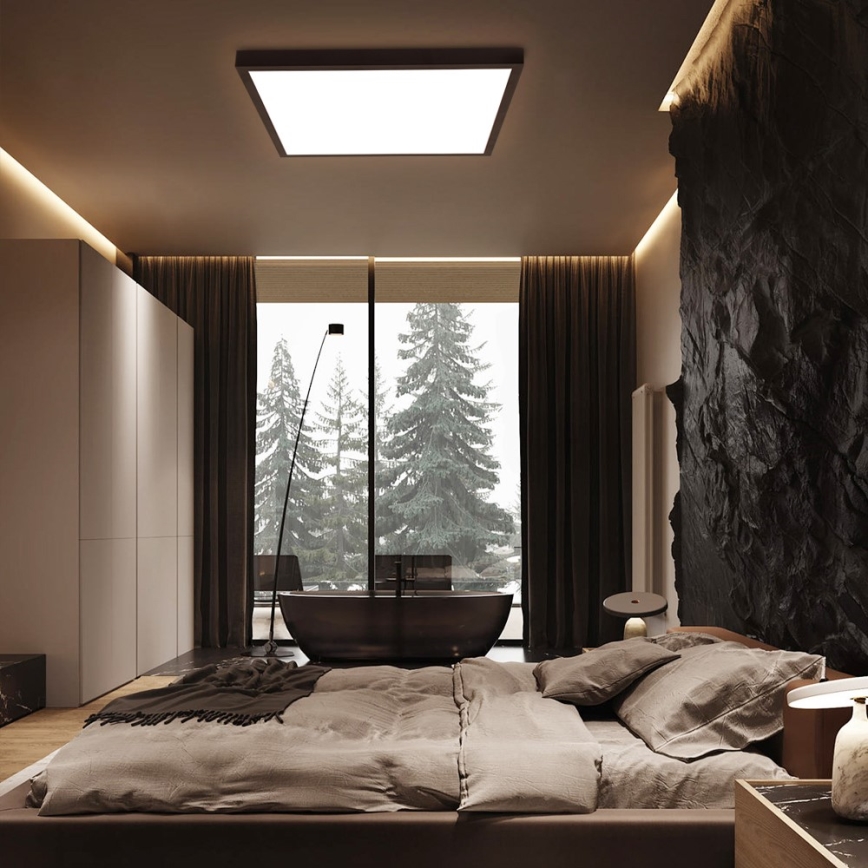 Immax NEO 07279L - Dimmbare LED-Deckenleuchte für Badezimmer NEO LITE FRAME LED/50W/230V IP44 Wi-Fi Tuya + Fernbedienung schwarz