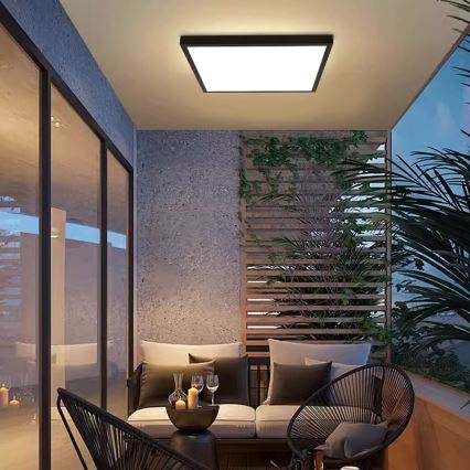 Immax NEO 07279L - Dimmbare LED-Deckenleuchte für Badezimmer NEO LITE FRAME LED/50W/230V IP44 Wi-Fi Tuya + Fernbedienung schwarz