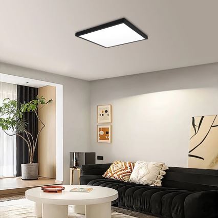 Immax NEO 07279L - Dimmbare LED-Deckenleuchte für Badezimmer NEO LITE FRAME LED/50W/230V IP44 Wi-Fi Tuya + Fernbedienung schwarz