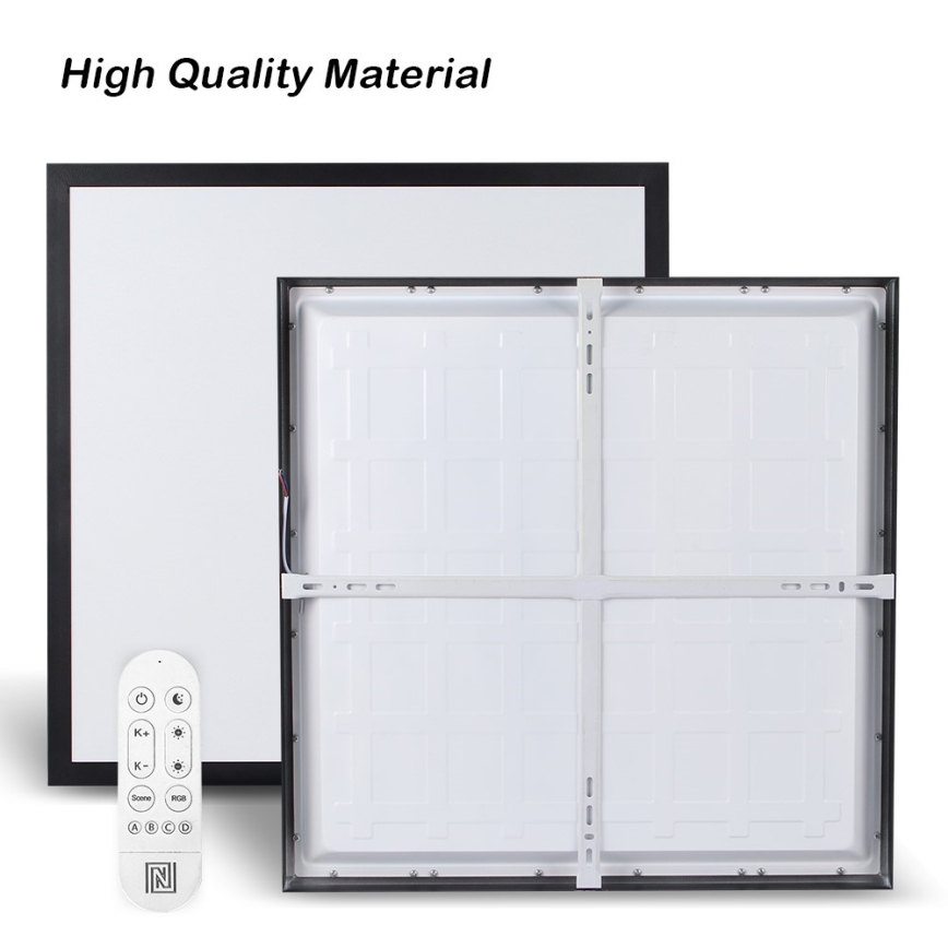 Immax NEO 07279L - Dimmbare LED-Deckenleuchte für Badezimmer NEO LITE FRAME LED/50W/230V IP44 Wi-Fi Tuya + Fernbedienung schwarz