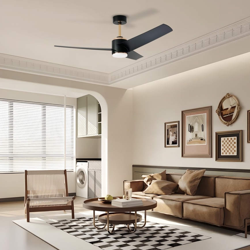 Immax NEO 07280L - Dimmbarer LED-Deckenventilator BEAUTY LED/18W/230V Wi-Fi Tuya schwarz + Fernbedienung