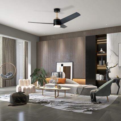 Immax NEO 07280L - Ventilatore da soffitto dimmerabile a LED BEAUTY LED/18W/230V Wi-Fi Tuya nero + telecomando