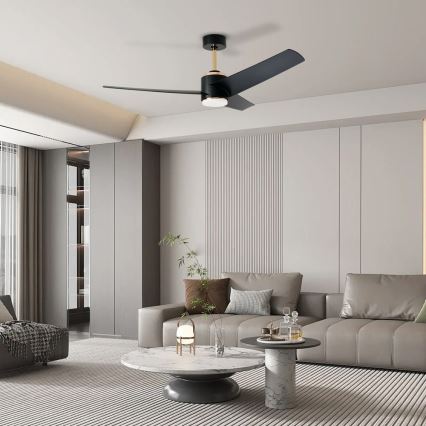 Immax NEO 07280L - Ventilatore da soffitto dimmerabile a LED BEAUTY LED/18W/230V Wi-Fi Tuya nero + telecomando