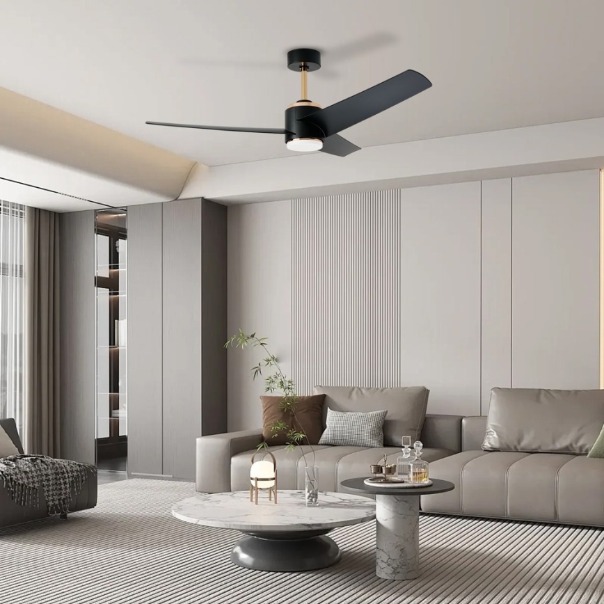 Immax NEO 07280L - Ventilatore da soffitto dimmerabile a LED BEAUTY LED/18W/230V Wi-Fi Tuya nero + telecomando