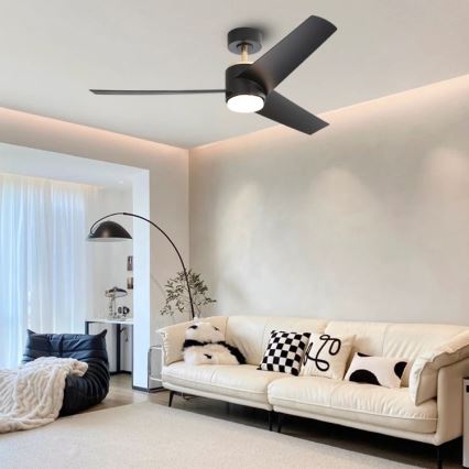 Immax NEO 07280L - Ventilatore da soffitto dimmerabile a LED BEAUTY LED/18W/230V Wi-Fi Tuya nero + telecomando